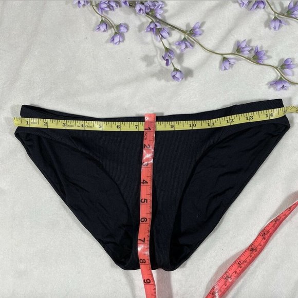 NEW Becca Fine Line Ribbed Bikini Bottoms Black SZ Medium - Picture 8 of 12